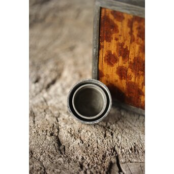 唐物 錫製四方茶壺 紅斑/斑竹貼 光緒年製底款　M308 