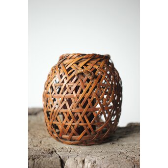 初代 田辺竹雲斎 座禅式花籠 竹籠　U279 