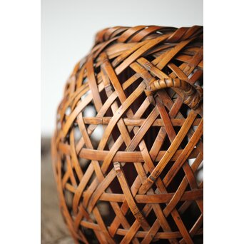 初代 田辺竹雲斎 座禅式花籠 竹籠　U279 