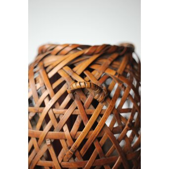 初代 田辺竹雲斎 座禅式花籠 竹籠　U279 