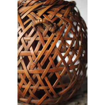 初代 田辺竹雲斎 座禅式花籠 竹籠　U279 