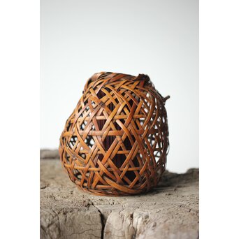 初代 田辺竹雲斎 座禅式花籠 竹籠　U279 