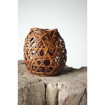 初代 田辺竹雲斎 座禅式花籠 竹籠　U279