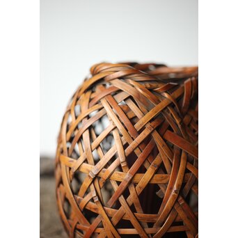 初代 田辺竹雲斎 座禅式花籠 竹籠　U279 