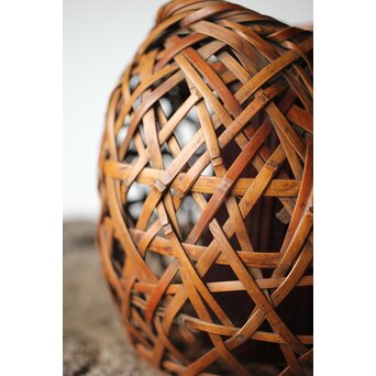 初代 田辺竹雲斎 座禅式花籠 竹籠　U279 