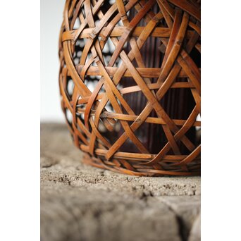 初代 田辺竹雲斎 座禅式花籠 竹籠　U279 