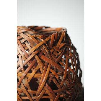 初代 田辺竹雲斎 座禅式花籠 竹籠　U279 