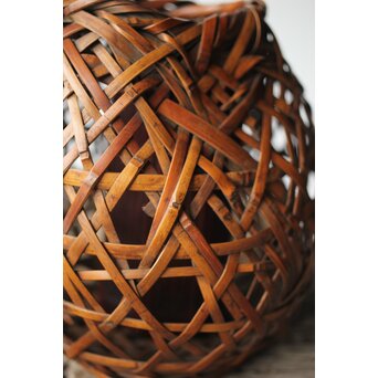 初代 田辺竹雲斎 座禅式花籠 竹籠　U279 