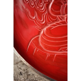 本堆朱彫 不動明王図 大皿　Q298 