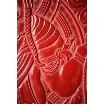 本堆朱彫 不動明王図 大皿　Q298 