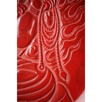 本堆朱彫 不動明王図 大皿　Q298 