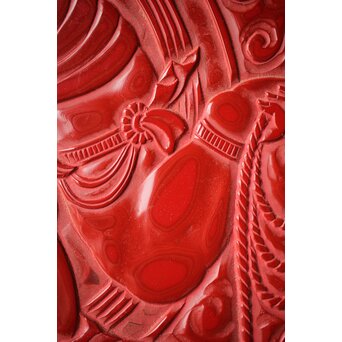 本堆朱彫 不動明王図 大皿　Q298 