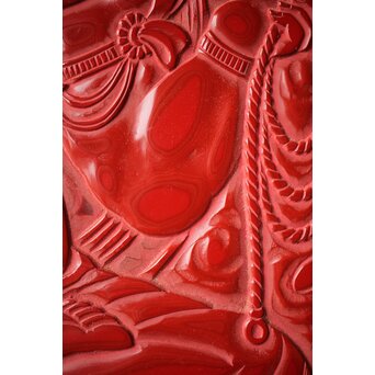 本堆朱彫 不動明王図 大皿　Q298 