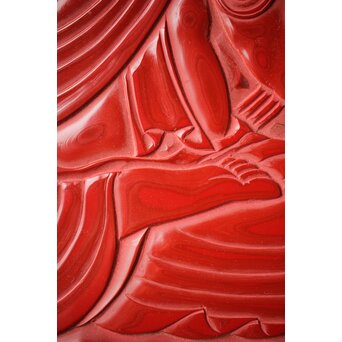 本堆朱彫 不動明王図 大皿　Q298 