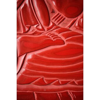 本堆朱彫 不動明王図 大皿　Q298 