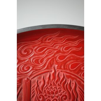 本堆朱彫 不動明王図 大皿　Q298 