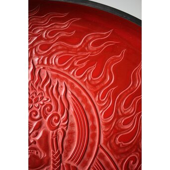 本堆朱彫 不動明王図 大皿　Q298 