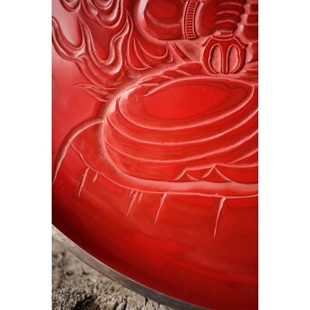 本堆朱彫 不動明王図 大皿　Q298 