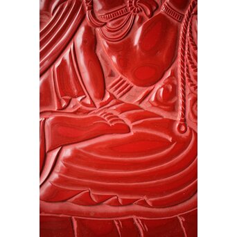 本堆朱彫 不動明王図 大皿　Q298 