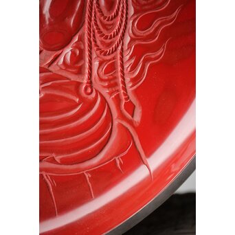 本堆朱彫 不動明王図 大皿　Q298 