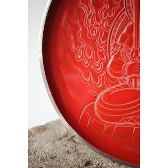 本堆朱彫 不動明王図 大皿　Q298 