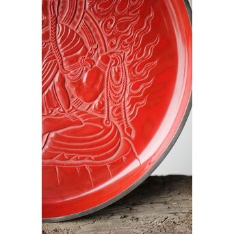 本堆朱彫 不動明王図 大皿　Q298 