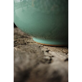 二代 宮川香山/真葛香山 清朝磁器 青磁雲龍文壷写し 龍文浮彫青磁花瓶　P333 