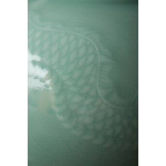 二代 宮川香山/真葛香山 清朝磁器 青磁雲龍文壷写し 龍文浮彫青磁花瓶　P333 