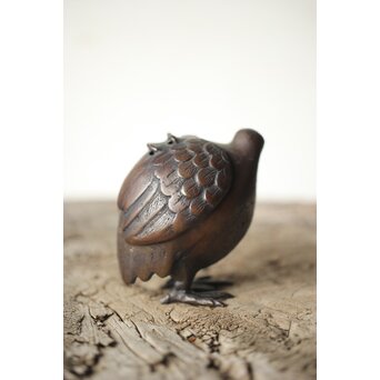 倣 亀女 鶉銅香炉　M310 