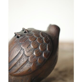 倣 亀女 鶉銅香炉　M310 