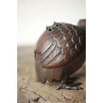 倣 亀女 鶉銅香炉　M310 