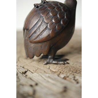 倣 亀女 鶉銅香炉　M310 