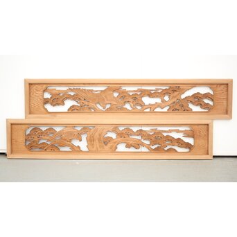 鷹松木彫欄間 2枚1組　R0158