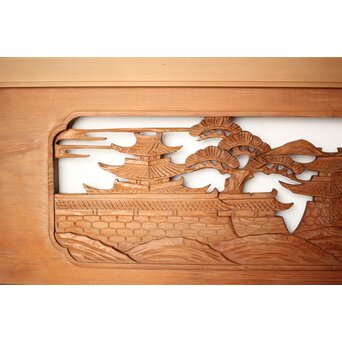 楼閣山水 木彫欄間 2枚1組　R0160 