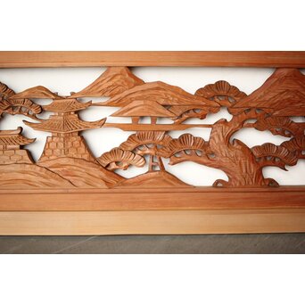 楼閣山水 木彫欄間 2枚1組　R0160 