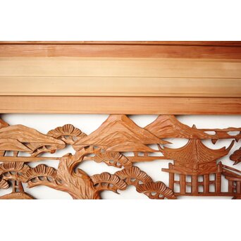 楼閣山水 木彫欄間 2枚1組　R0160 