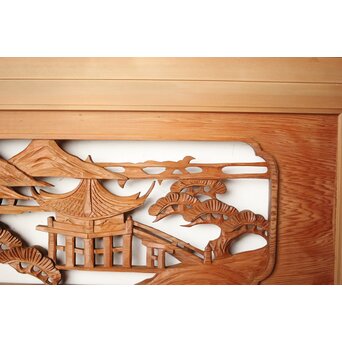 楼閣山水 木彫欄間 2枚1組　R0160 