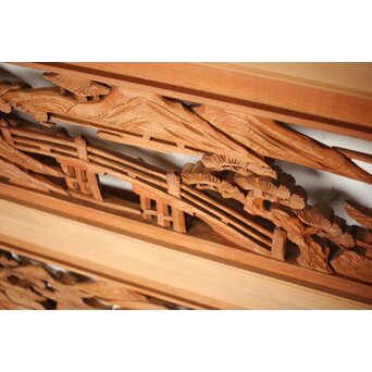 楼閣山水 木彫欄間 2枚1組　R0160 