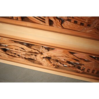 楼閣山水 木彫欄間 2枚1組　R0160 