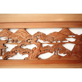 楼閣山水 木彫欄間 2枚1組　R0160 