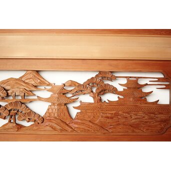 楼閣山水 木彫欄間 2枚1組　R0160 