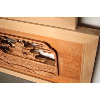 楼閣山水 木彫欄間 2枚1組　R0160 