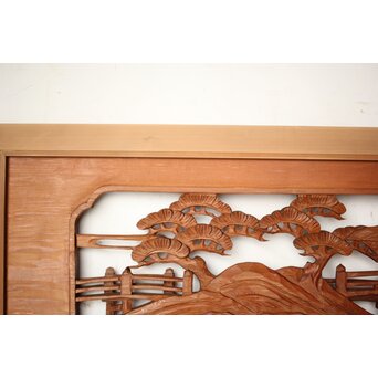 楼閣山水 木彫欄間 2枚1組　R0160 