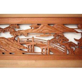 楼閣山水 木彫欄間 2枚1組　R0160 