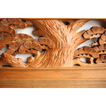 深彫 鷹松木彫欄間 2枚1組　R0161 