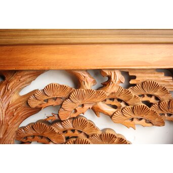 深彫 鷹松木彫欄間 2枚1組　R0161 