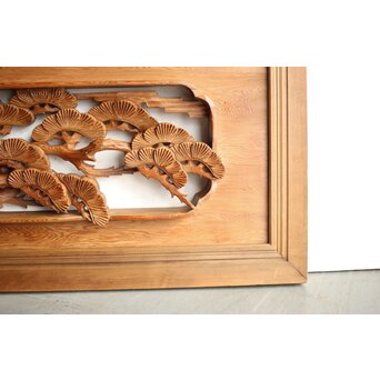 深彫 鷹松木彫欄間 2枚1組　R0161 