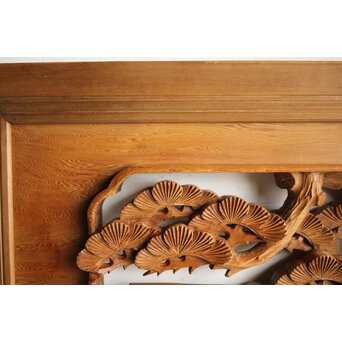 深彫 鷹松木彫欄間 2枚1組　R0161 