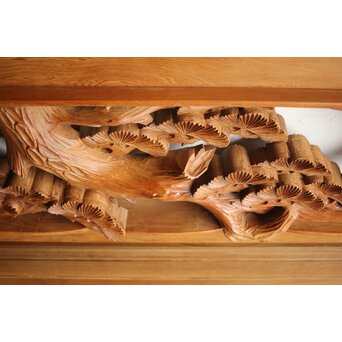 深彫 鷹松木彫欄間 2枚1組　R0161 