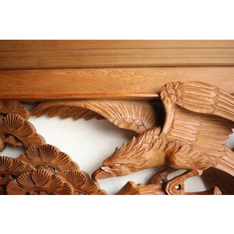 深彫 鷹松木彫欄間 2枚1組　R0161 